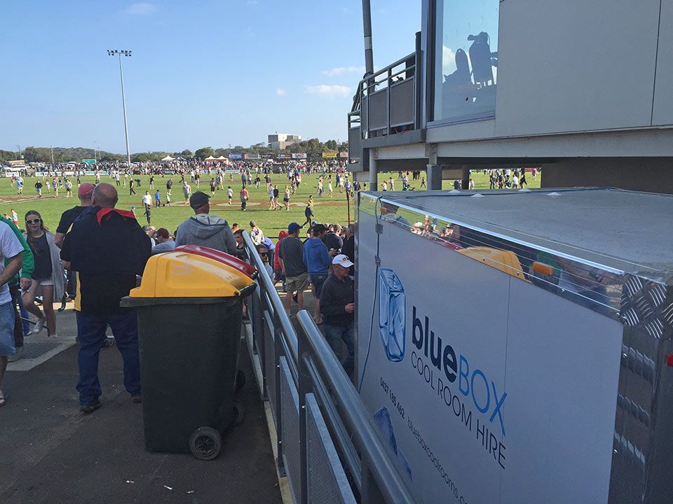 Bluebox cool room beside food service at the football ground