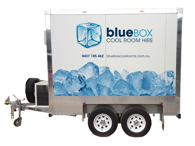 Large Blue Box mobile cool room trailer