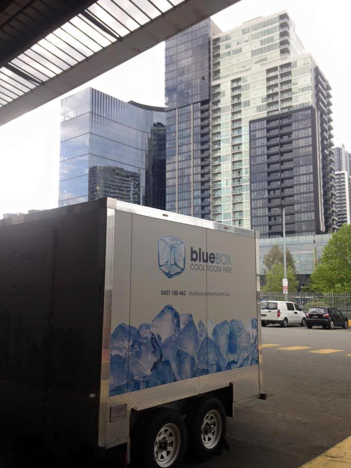 Bluebox trailer outside the Melbourne convention venue