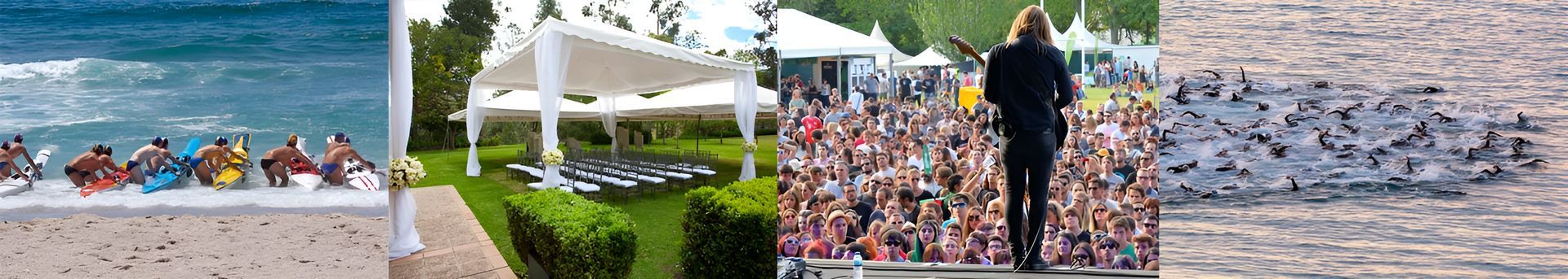 Collage of outdoor events and crowds from the Bluebox photo archive