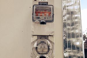 External power connection and safety switch on a cool room