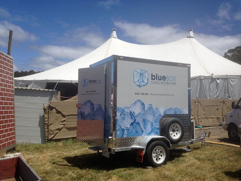 Bluebox cool room trailer at an outdoor event