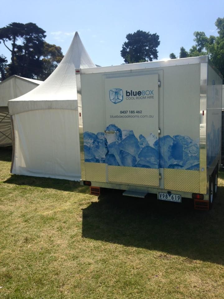 Bluebox trailer beside the Flemington event marquee