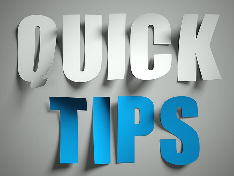 Quick Tips graphic from the Bluebox advice archive